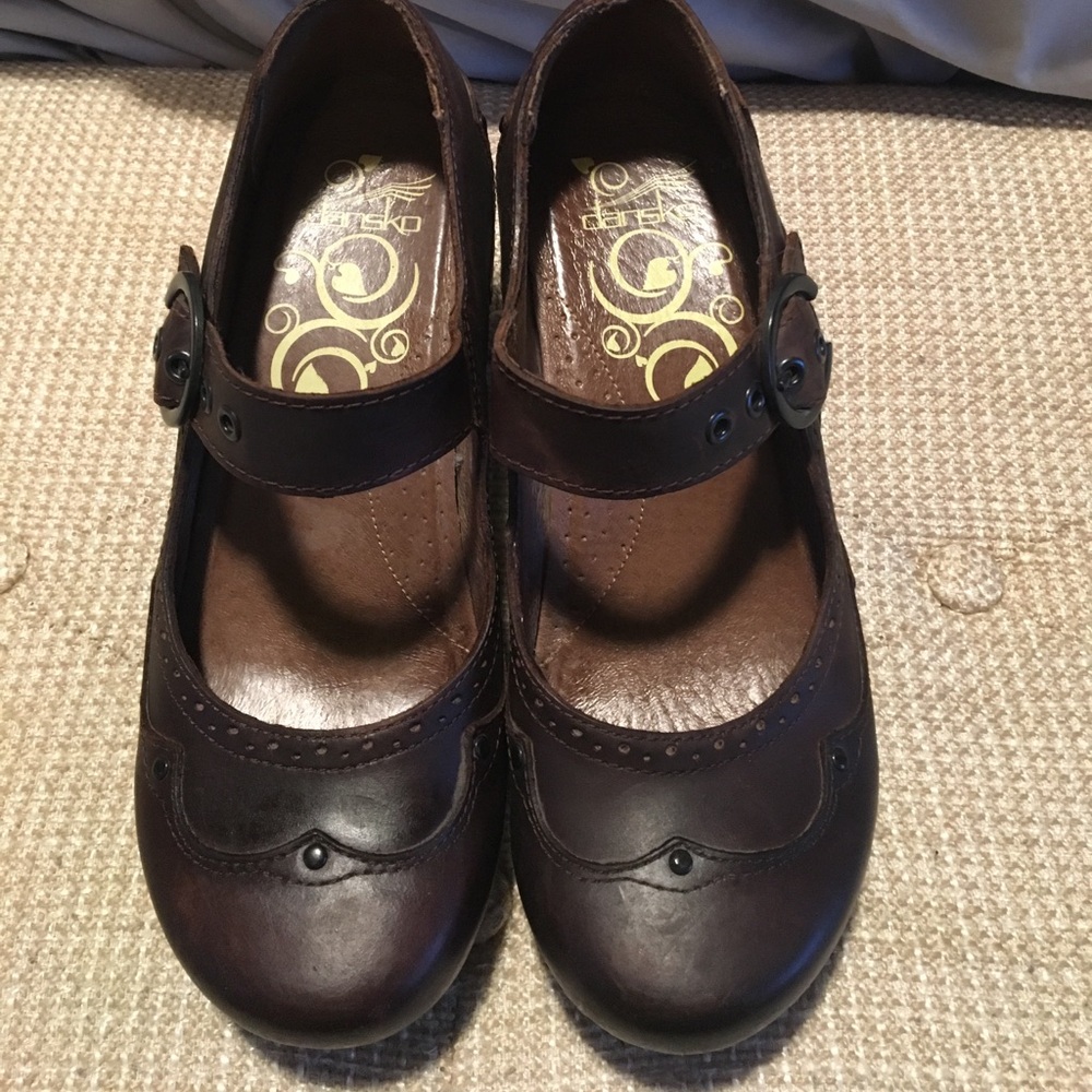 Dansko Dark Brown Leather Mary Jane Flats